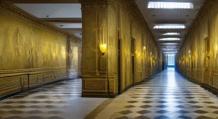 Endless Demon Corridor with Woman, Surrealism