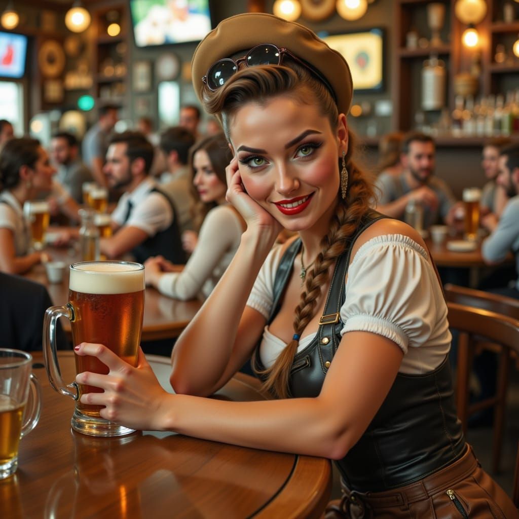 Oktoberfest Pin-Up Girl in Bauhaus Style