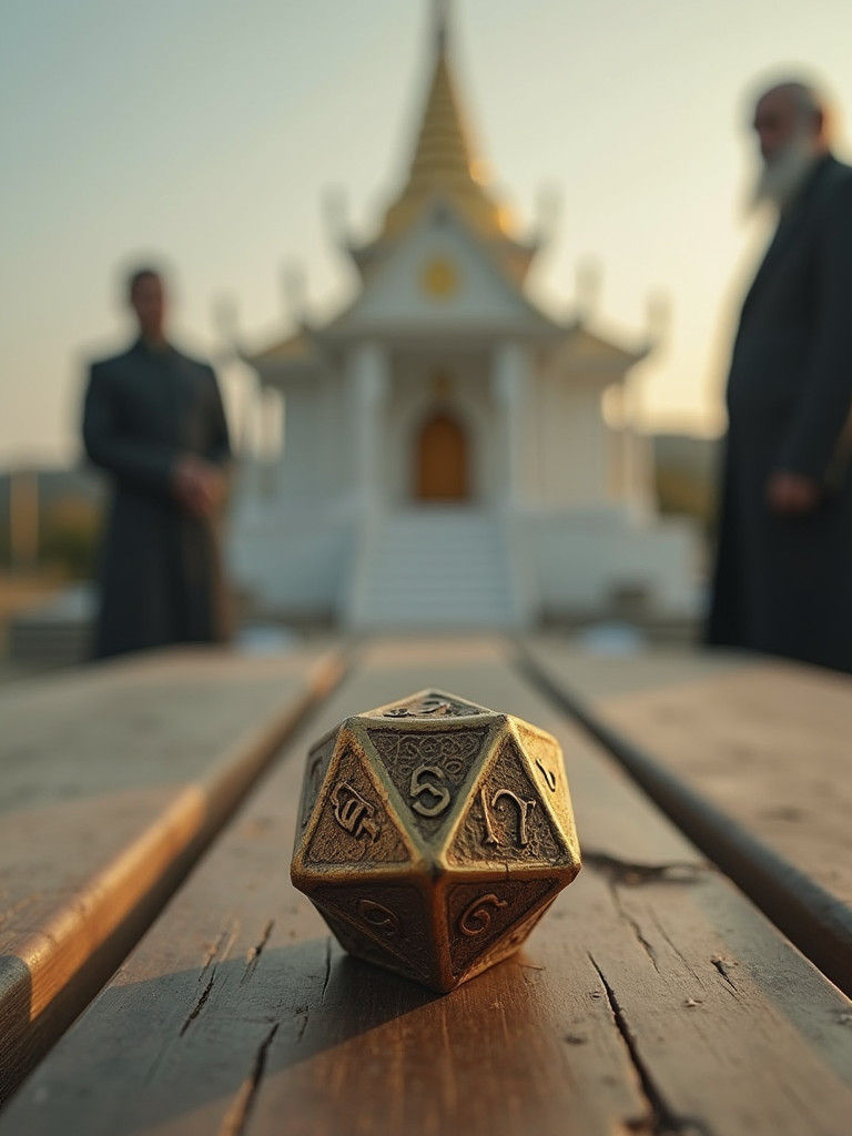 Mystical Eight-Sided Dice on Weathered Table