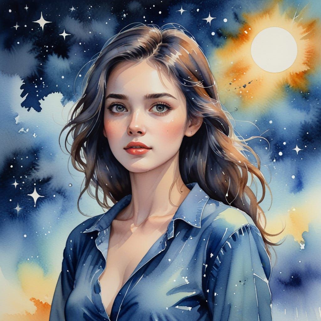 Watercolor Beauty in Midnight Skies