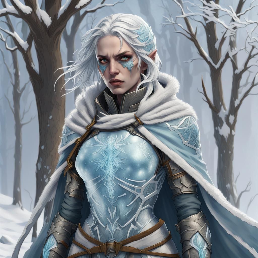 Icy Slavic Woman in Ice Armor, Hyperdetailed Portrait