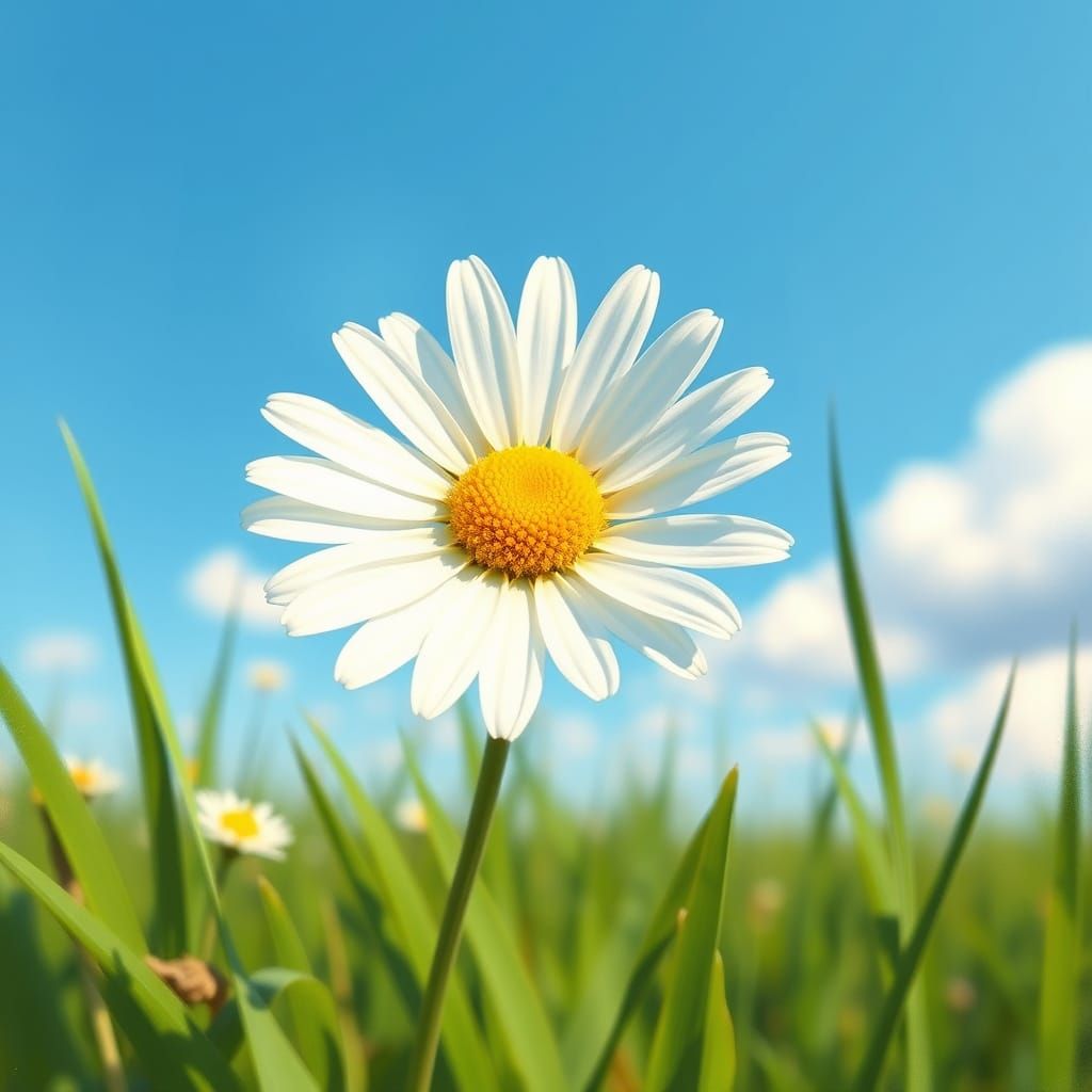 Dainty Impressionist Daisy Blooms in a Sunny Field