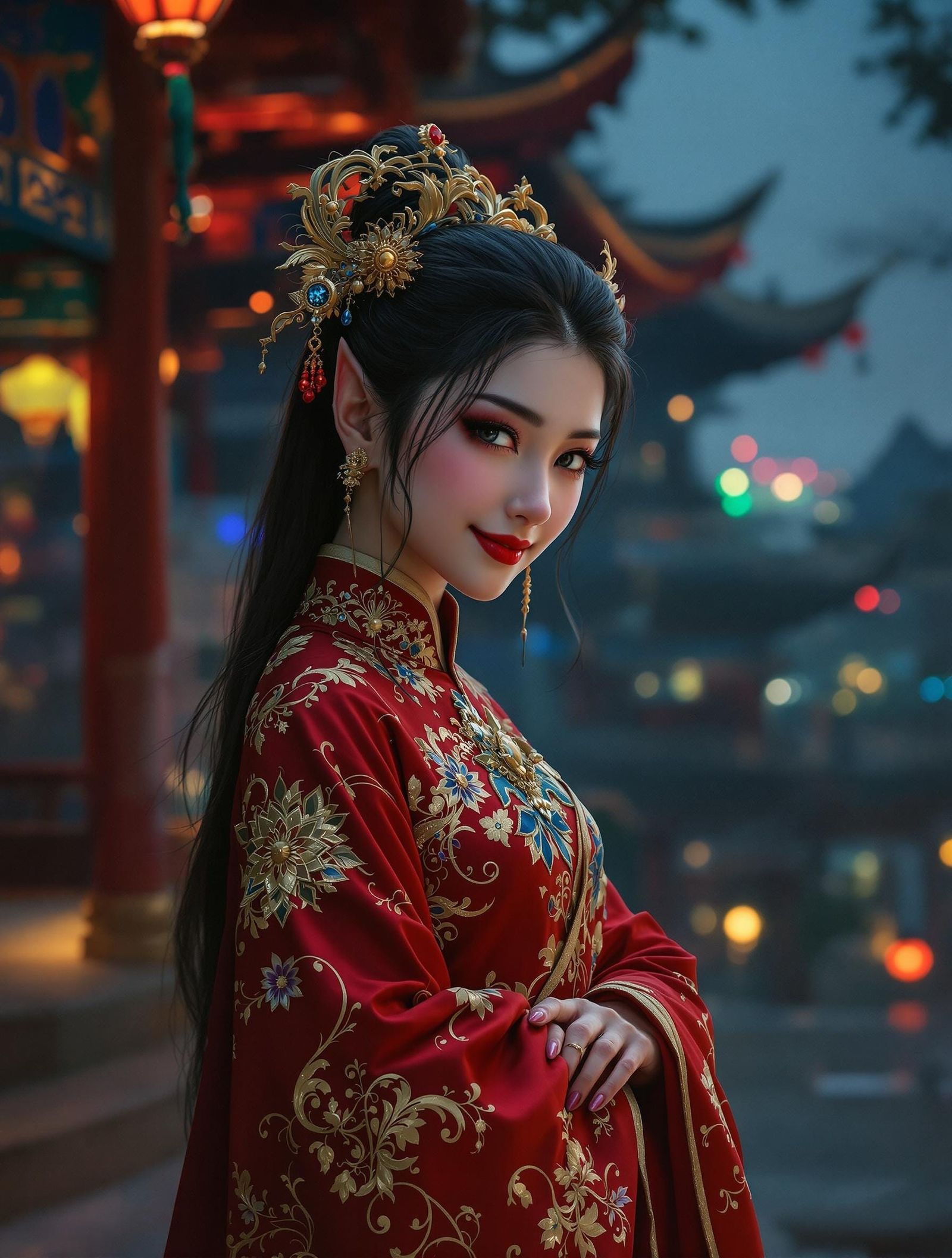Ethereal Vampire in Traditional Chinese Attire