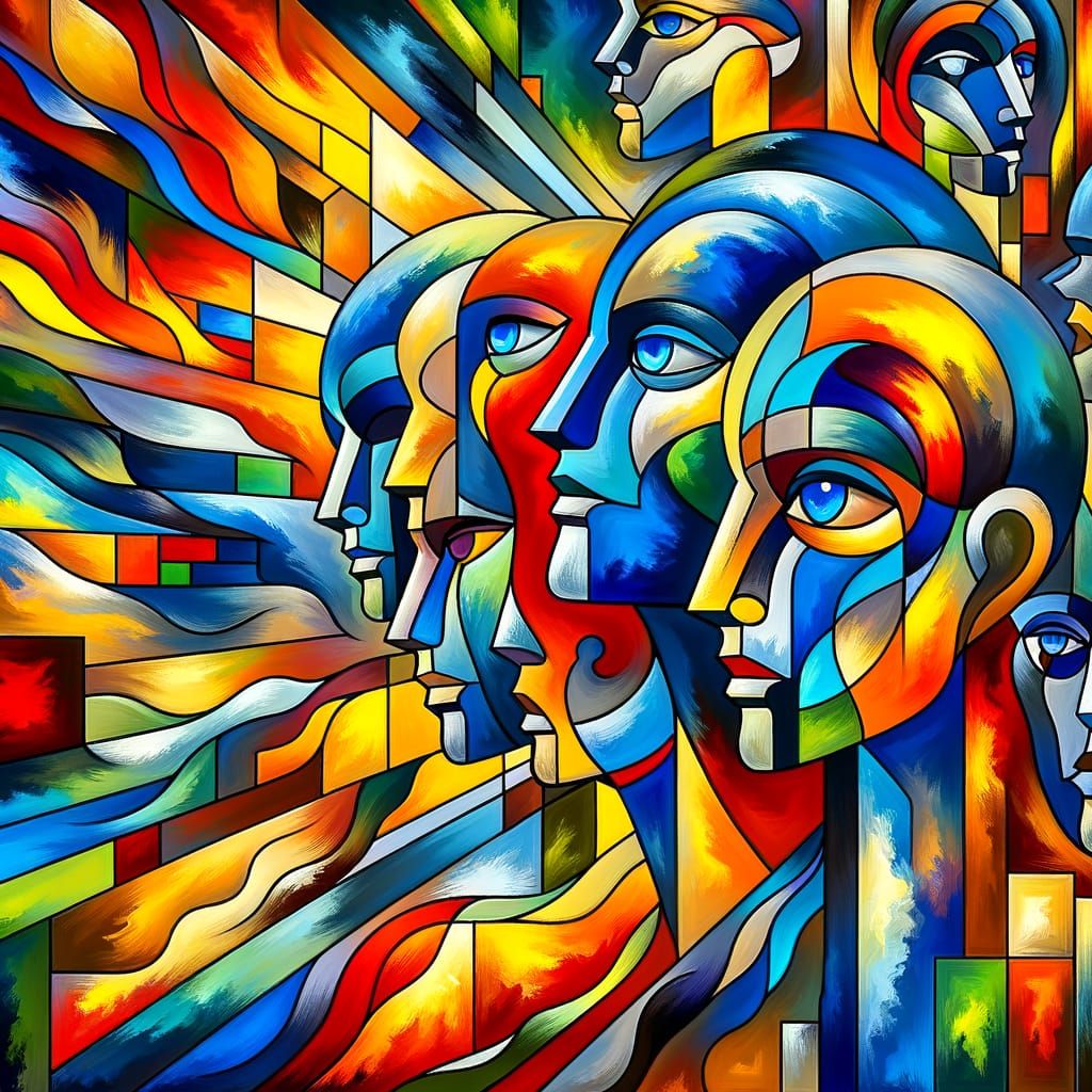 Cubist Abstraction in Vibrant Colors