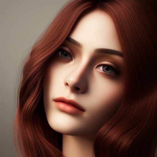 Sad Girl Portrait in Oil with Red Lighting