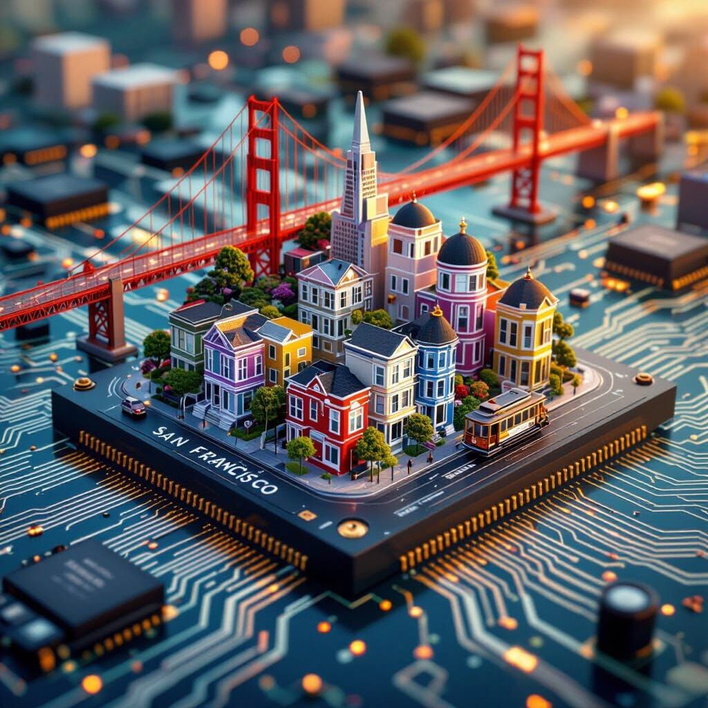 San Francisco on a Chip: Hyperrealistic 3D Illustration