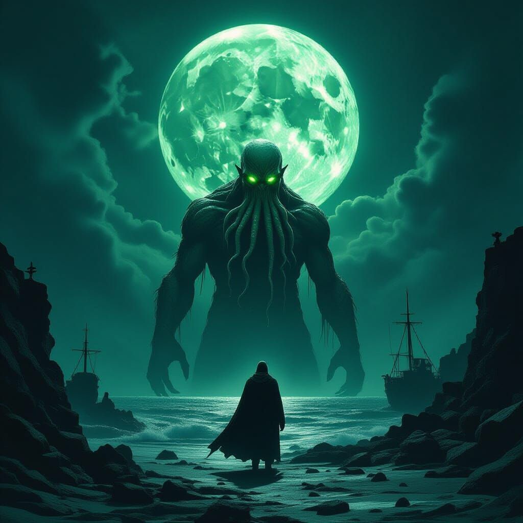 Cthulhu Man in Devil's Sea: Gothic Art