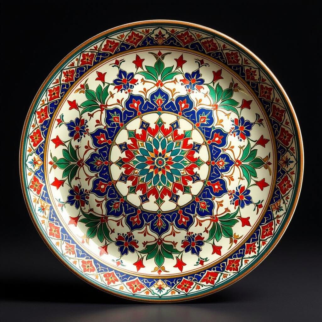 Omani-Inspired Ceramic Plate with Geometric Design