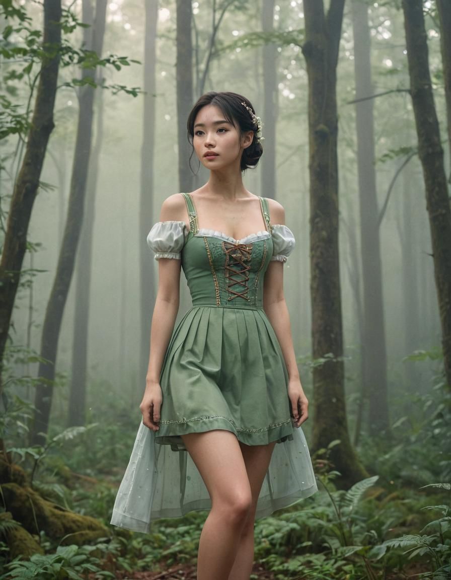 Vietnamese Woman in Bavarian Dress, 3D Anime Art