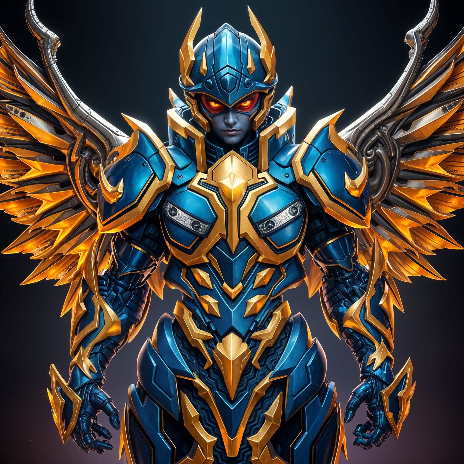 Blue and Gold Dragon Armor Concept Art