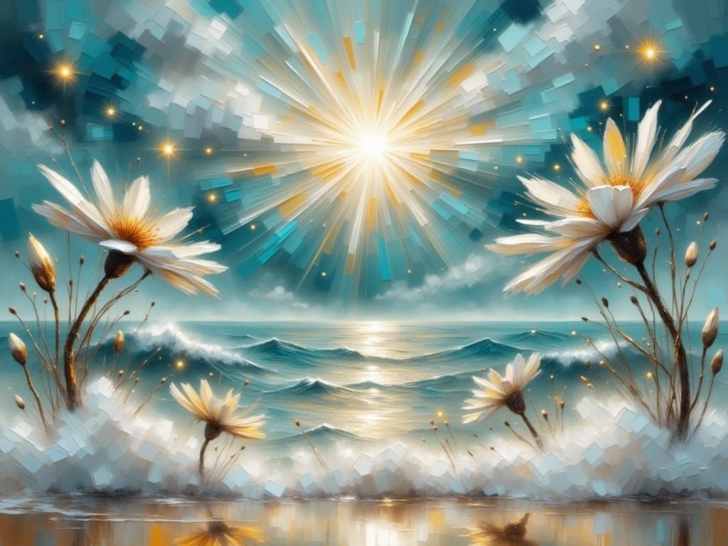 Surreal Lightworkers in Ethereal Gouache Masterpiece