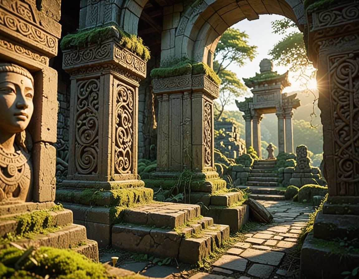 Hero in Ancient Ruins, Yoshitaka Amano Style