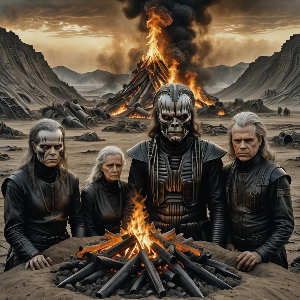 Wasteland Survivors Gather Around Fire