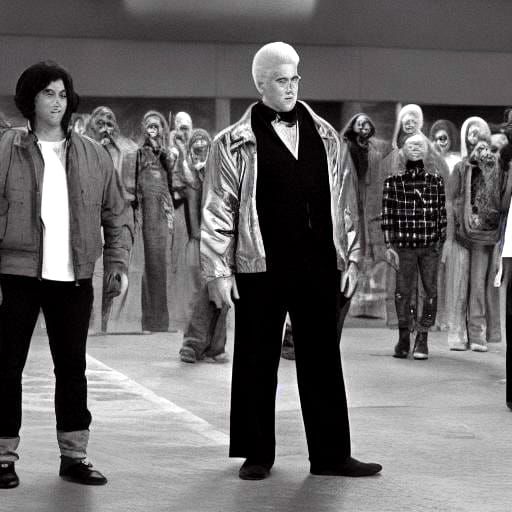 Surreal 1970s Lovers Crossing Street: Cinematic Film Still