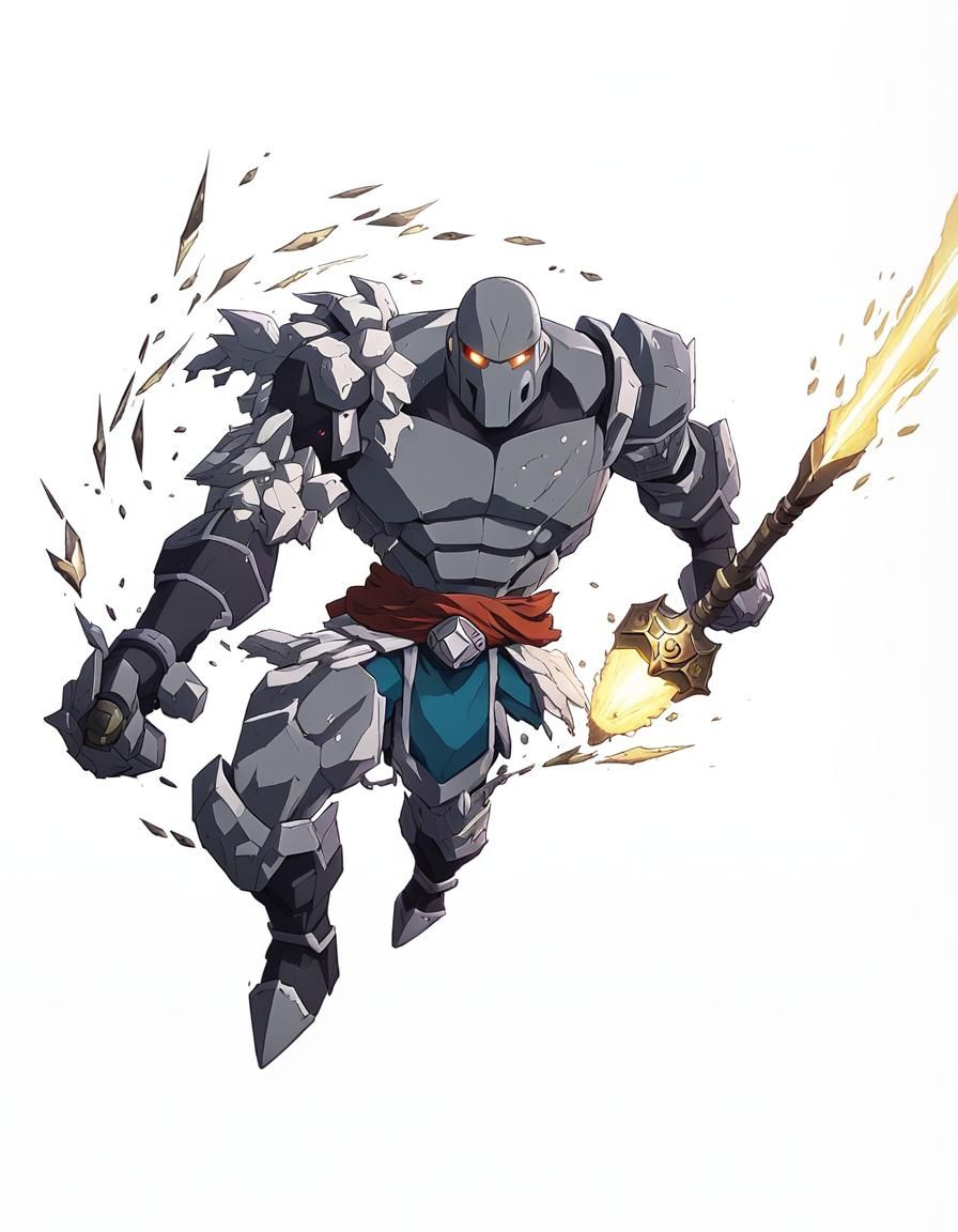 Stone Golem in Anime Style