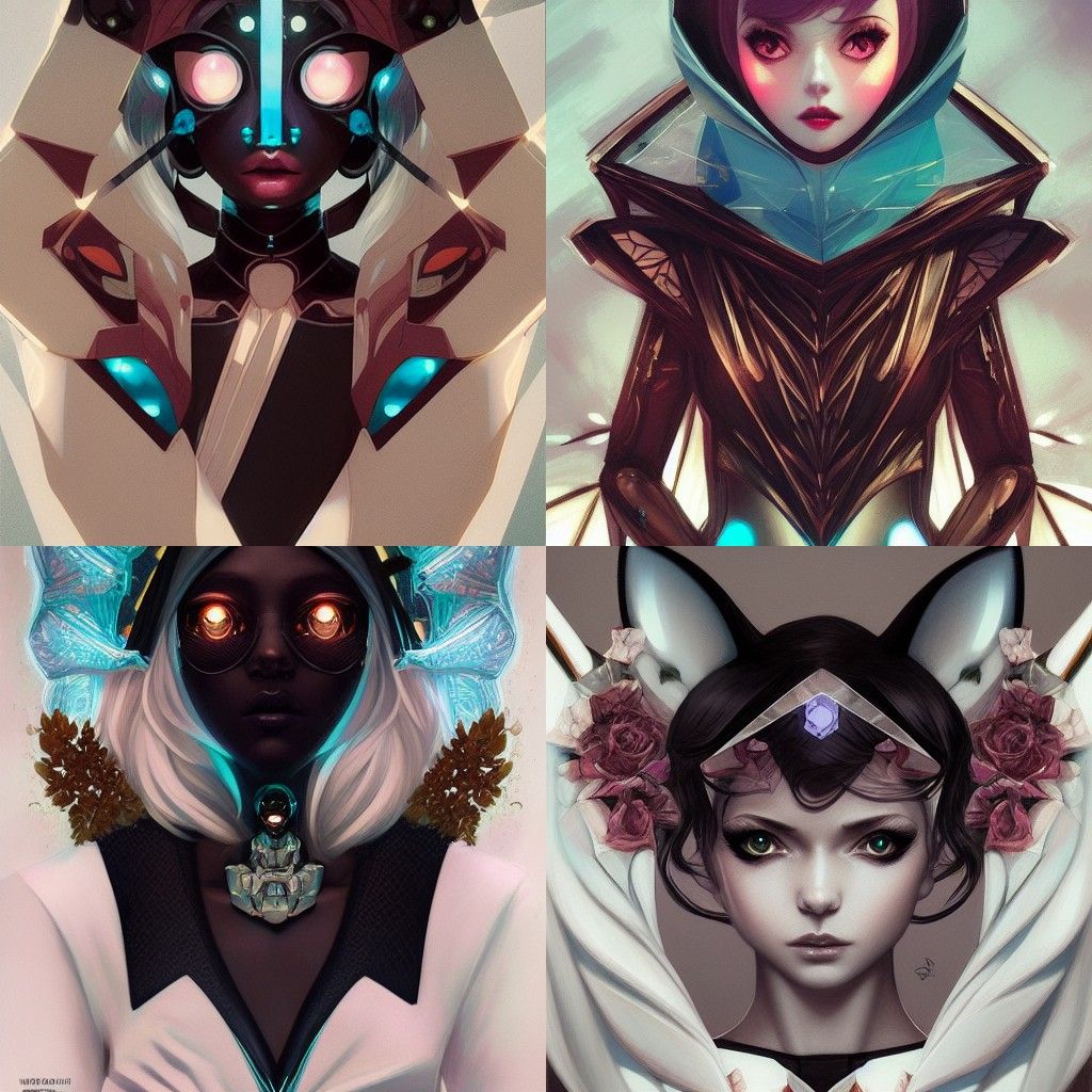 Robotic Fox Girl Portrait in Cyberpunk Style