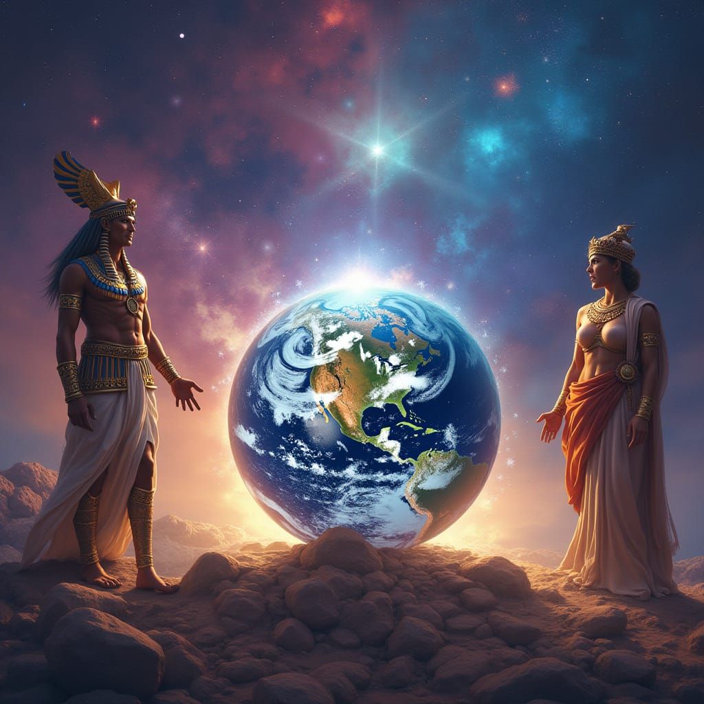 Egyptian and Greek Gods in Cosmic Nebula