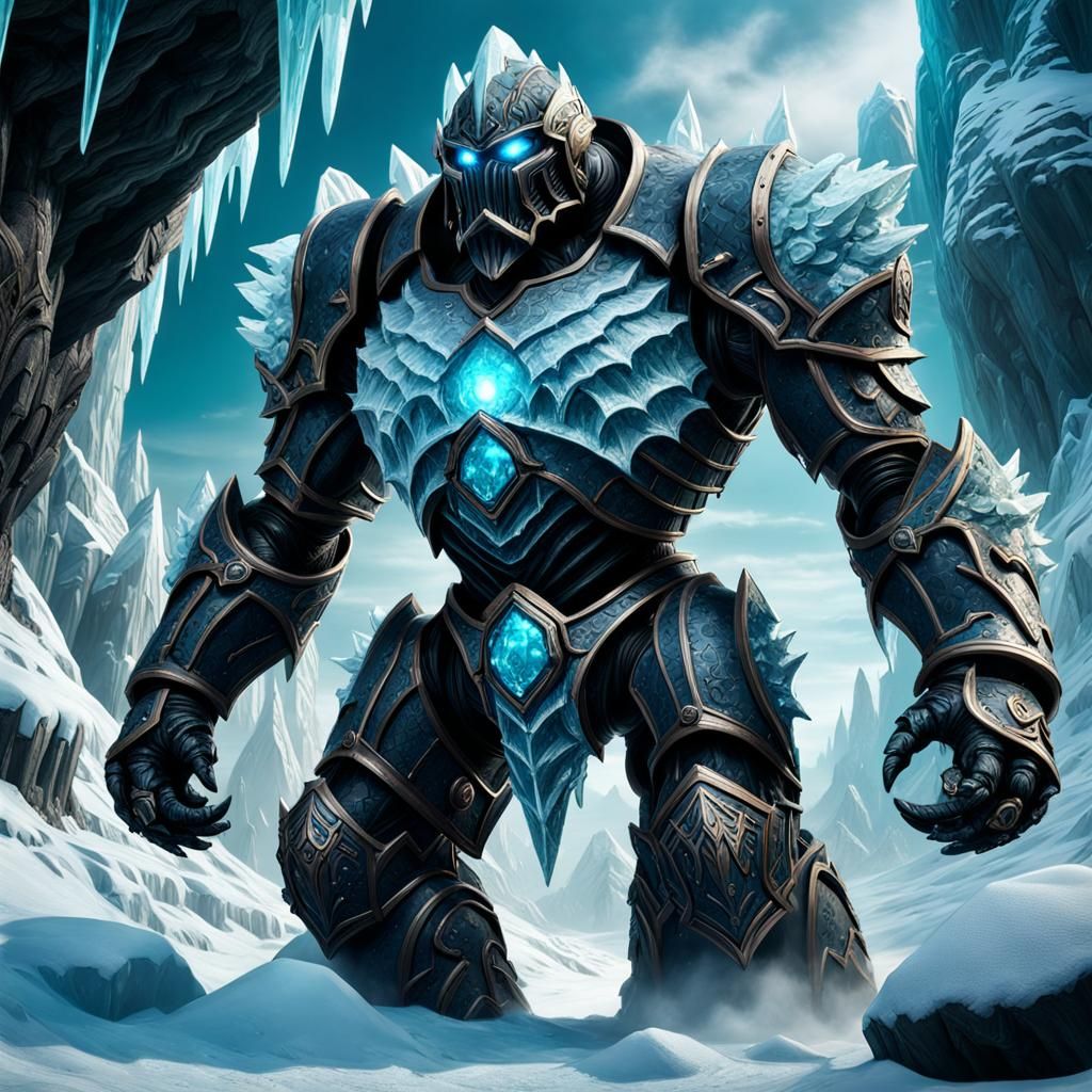 An ice golem, sculpted, a work of art, detailed matte painti...