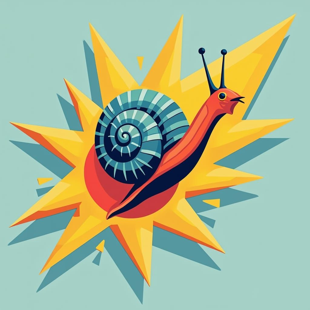 Stylized Snail Breaks Sound Barrier: Pop Art