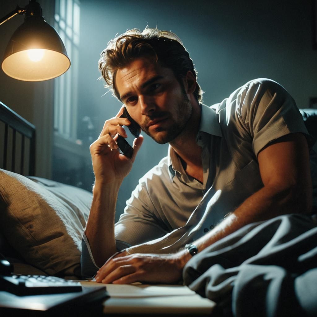 Attractive Lawyer Answers Phone in Golden Hour Light