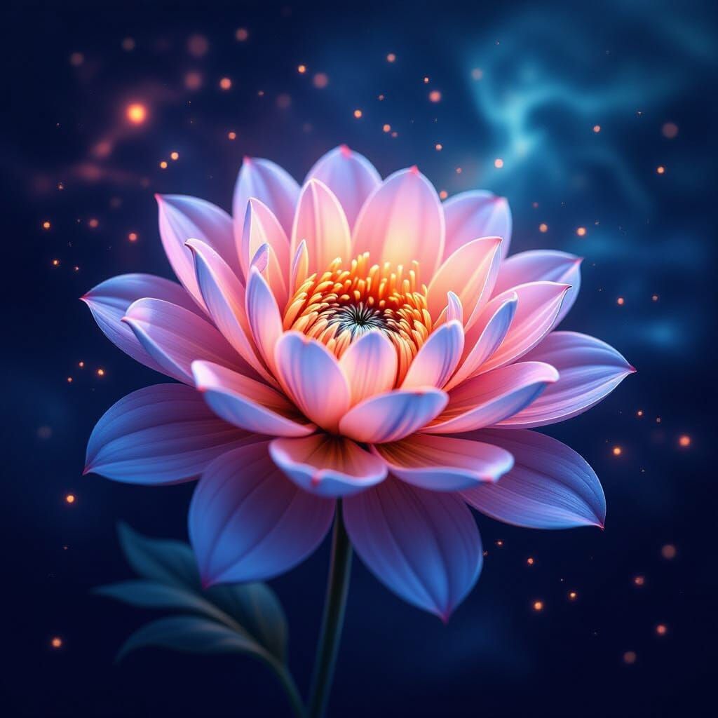 Surreal Blooming Flower Radiates Ethereal Light