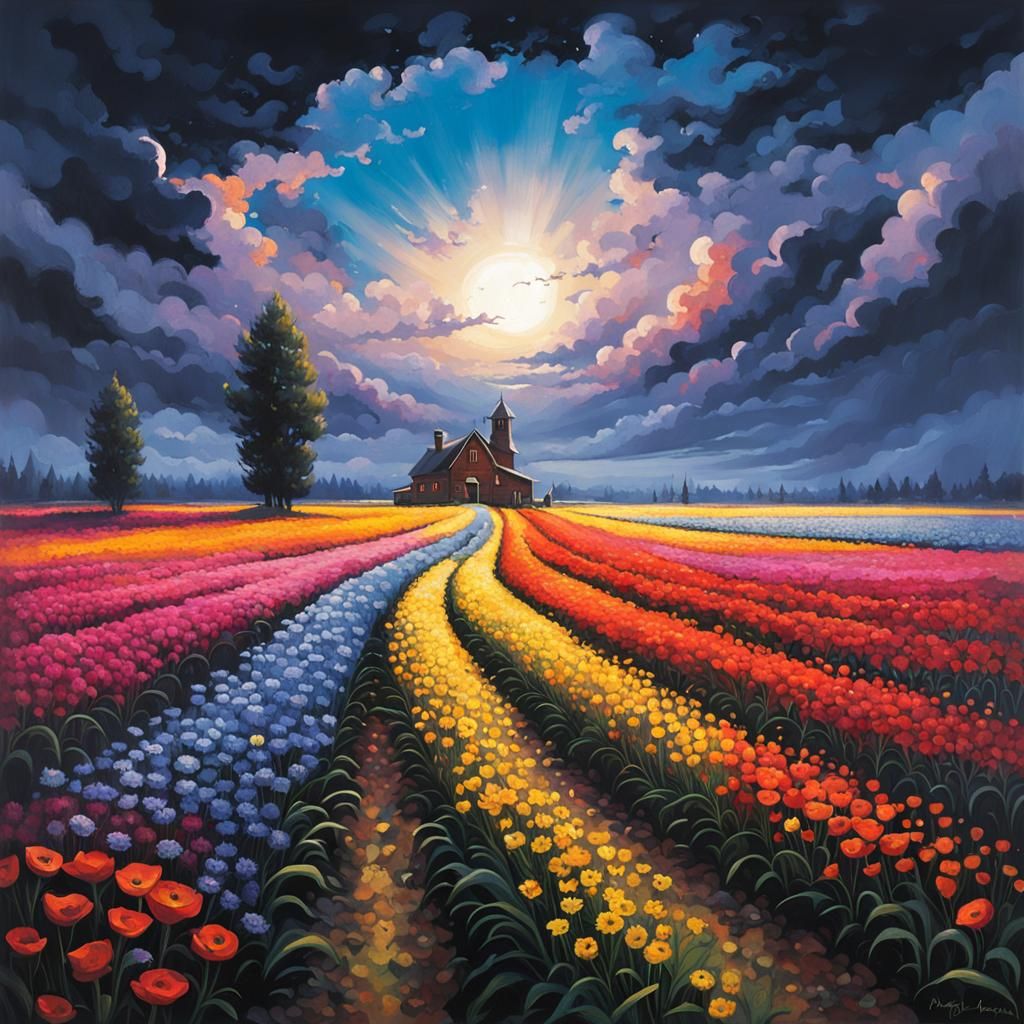 Magical Flower Field Art by Rutkowski