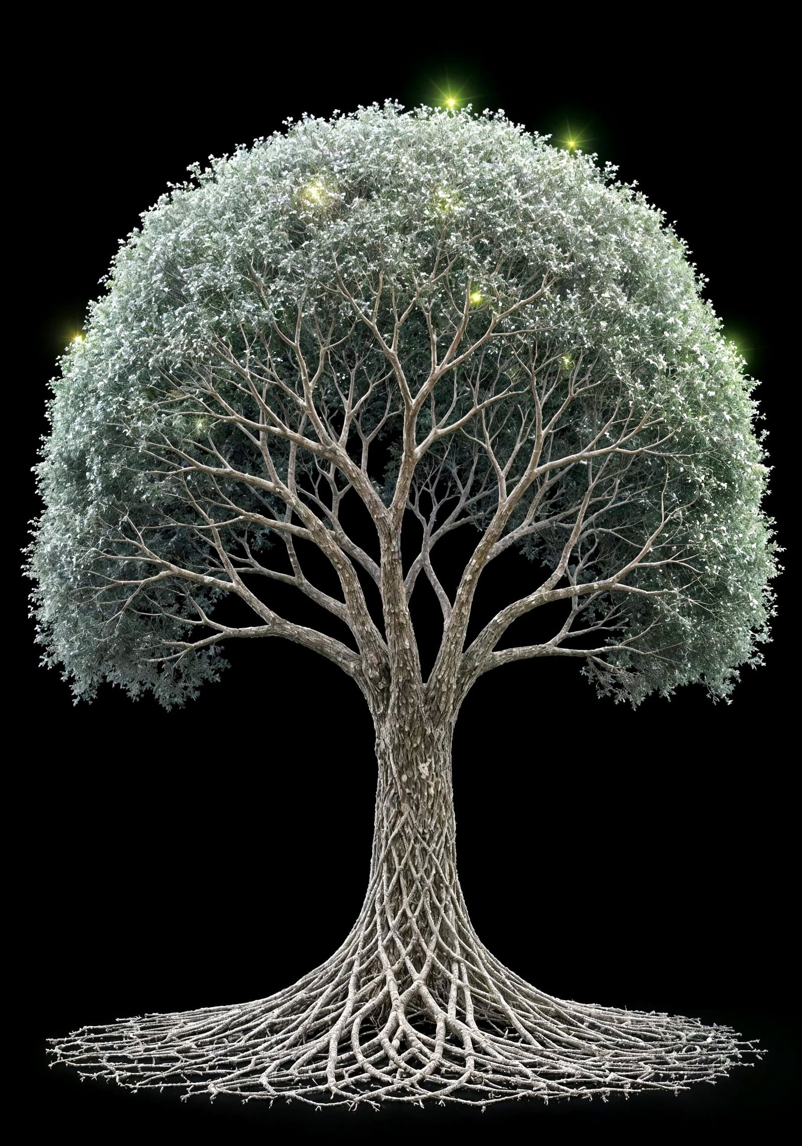 Magical 3D Oak Tree Formed by Silvery Spiderweb