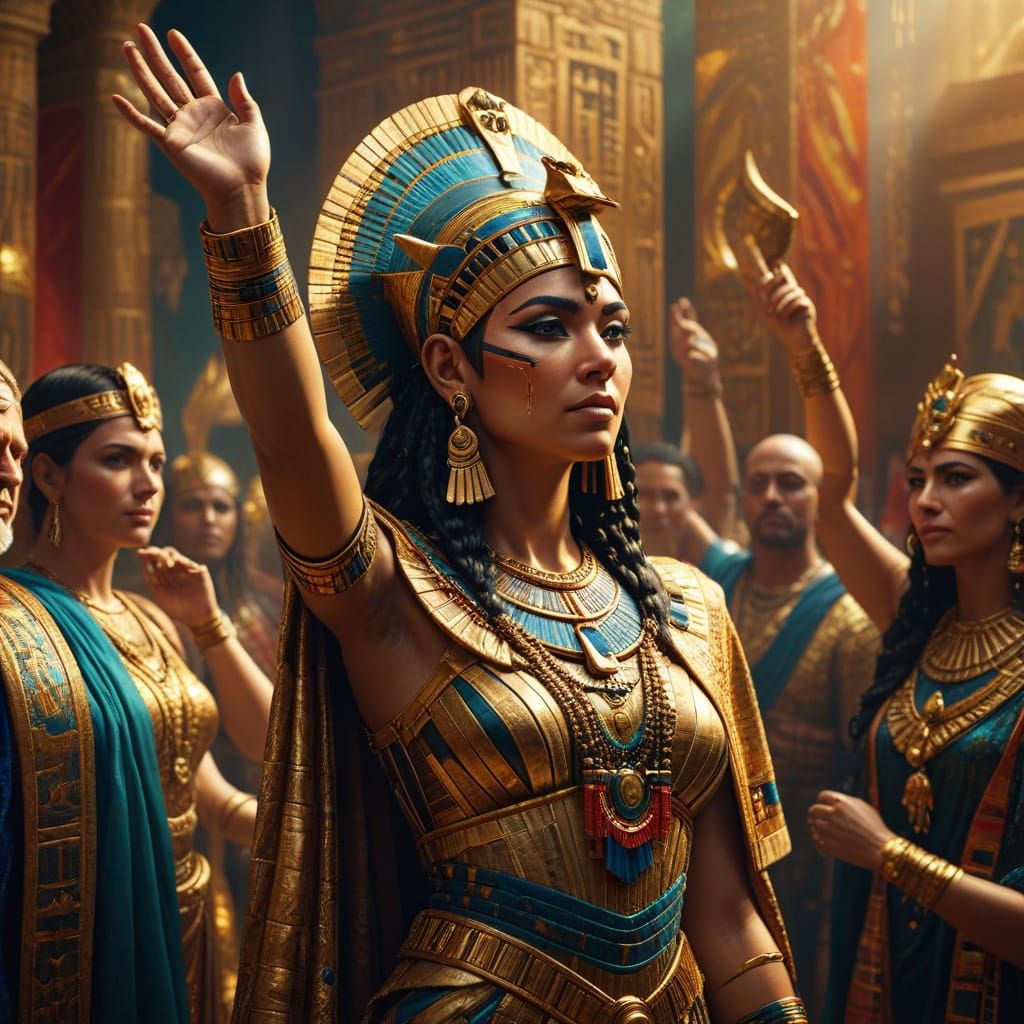 Cleopatra Sworn in as President in a Vibrant, Golden Atmosph...