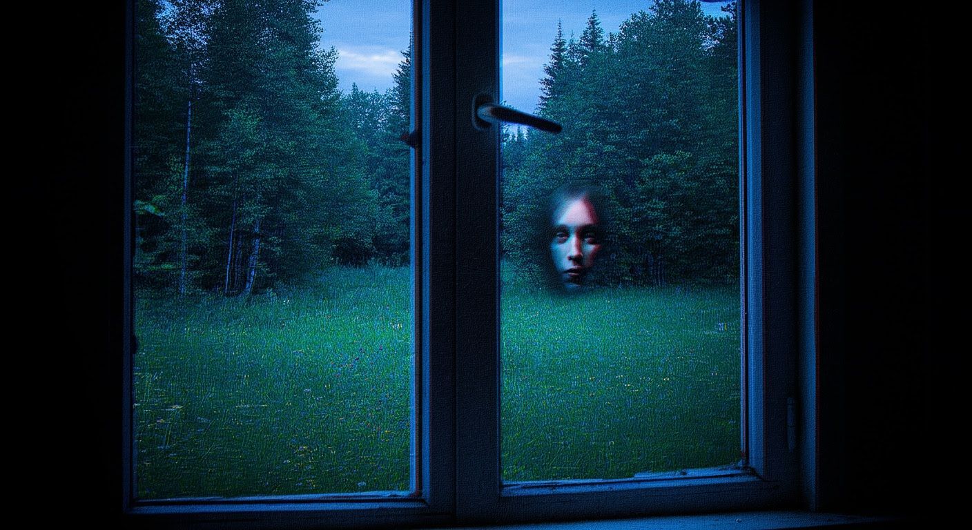 Eerie Forest Figure at Blue Hour: Analogue Horror