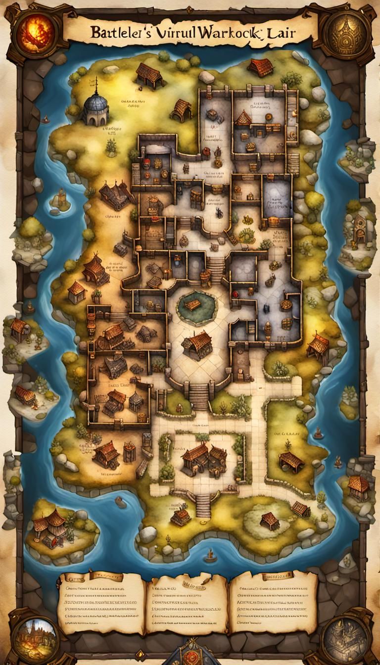 Battle map of the warlock’s lair