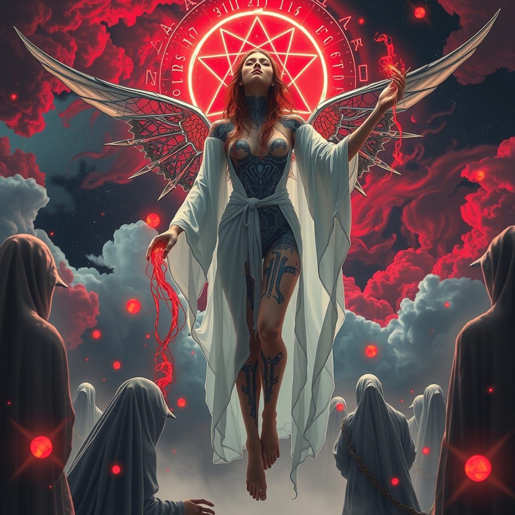 Cybernetic Goddess Floats at Edge of Time