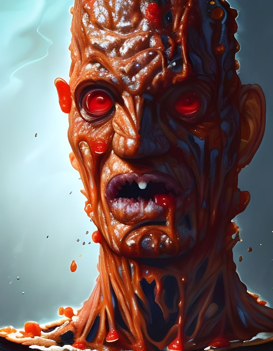 Hyperdetailed Freddy Krueger Cheese Pizza Portrait