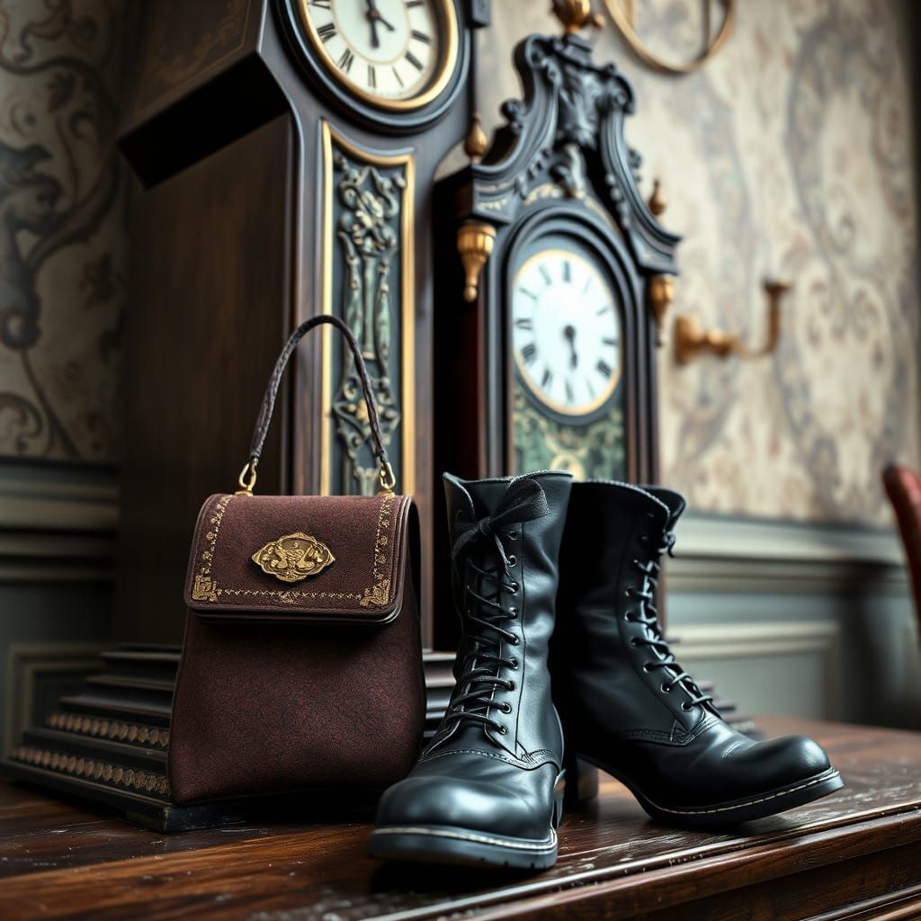 Victorian Mary Poppins Accessories in a Grandfather's Clock...