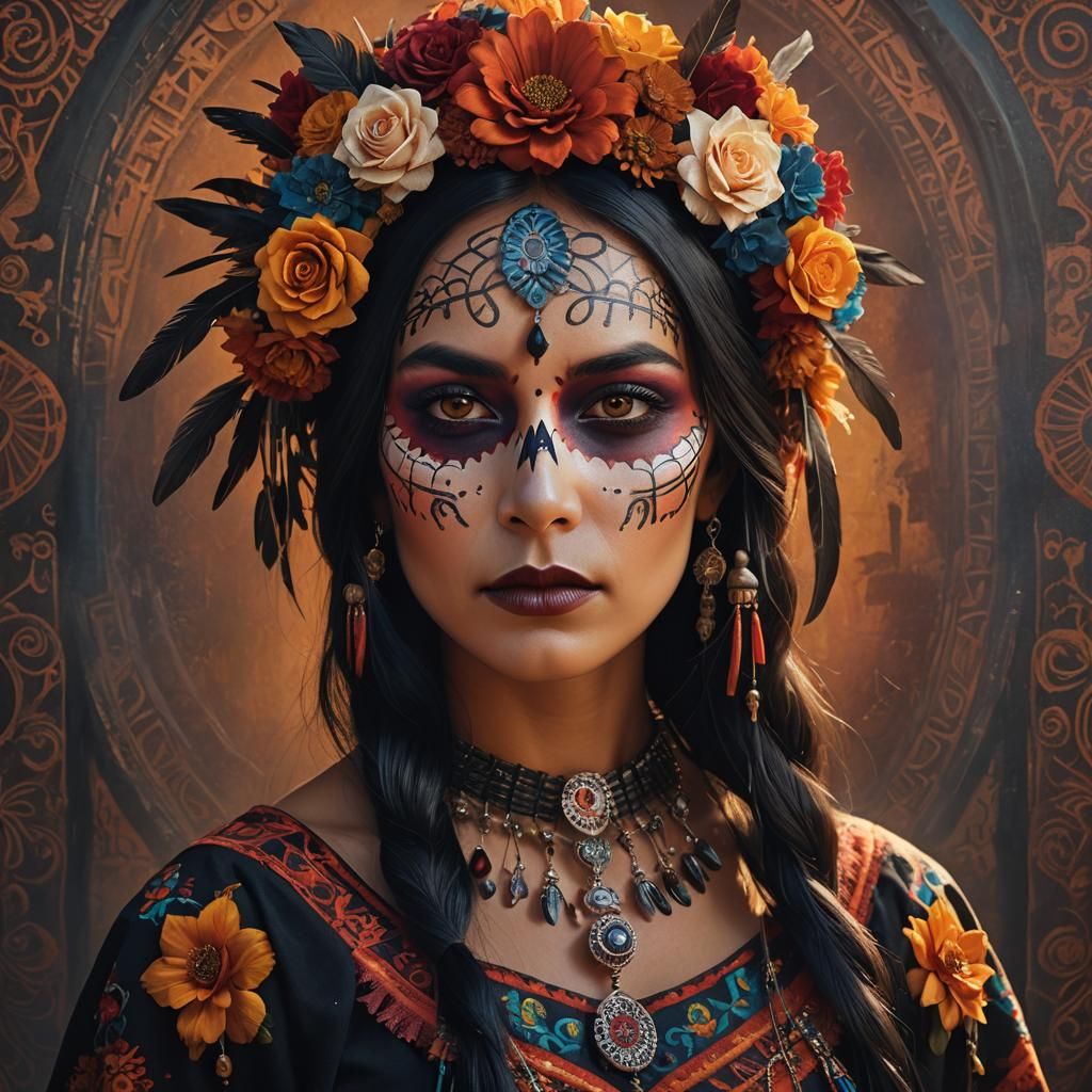 Catrina Portrait of Native American Woman