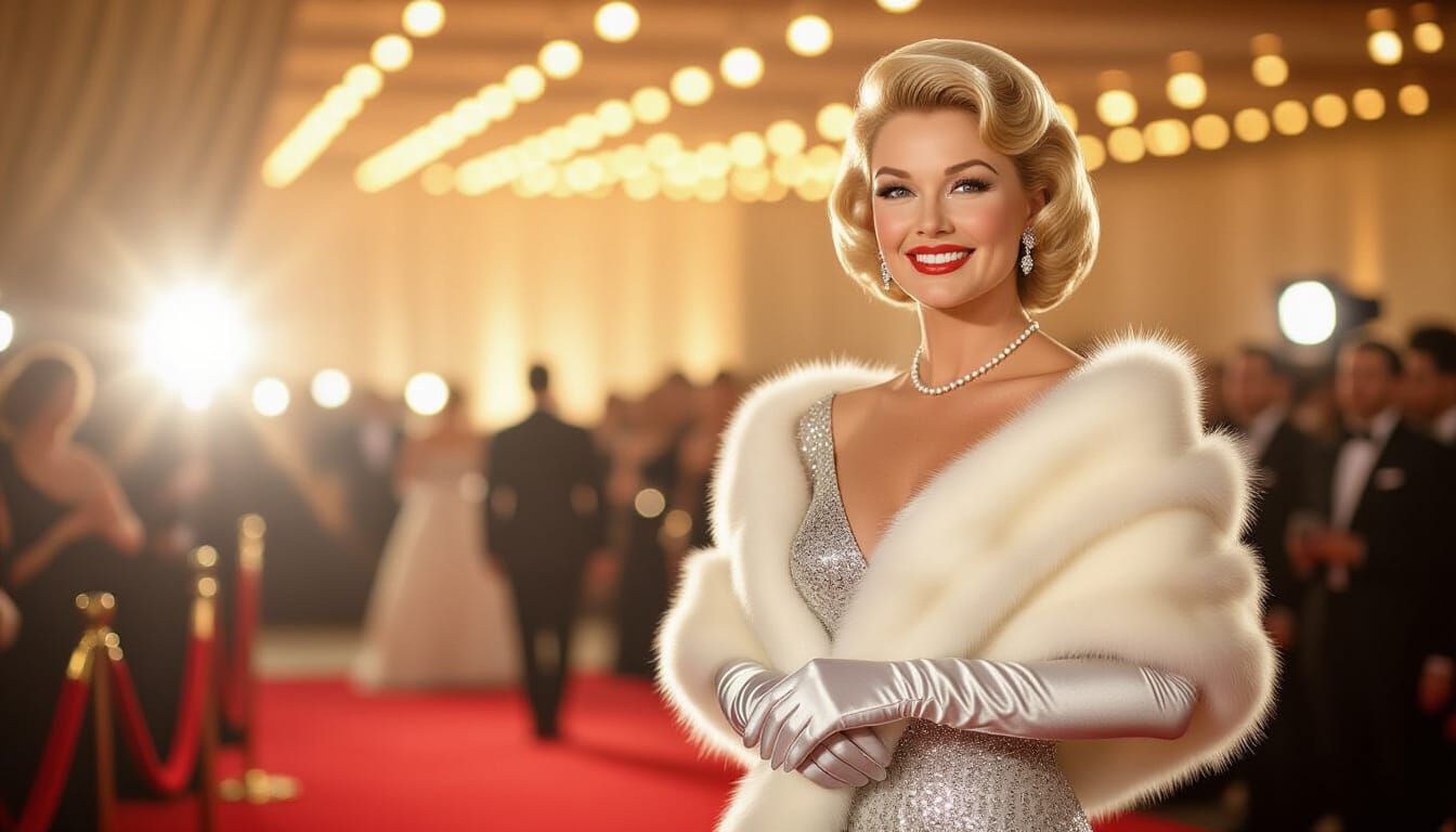 Doris Day Shines at 1955 Hollywood Premiere in Sequin Gown