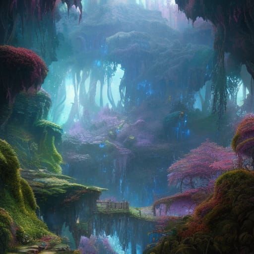 Fairytale Goblin Cave with Jewels, Digital Matte Painting