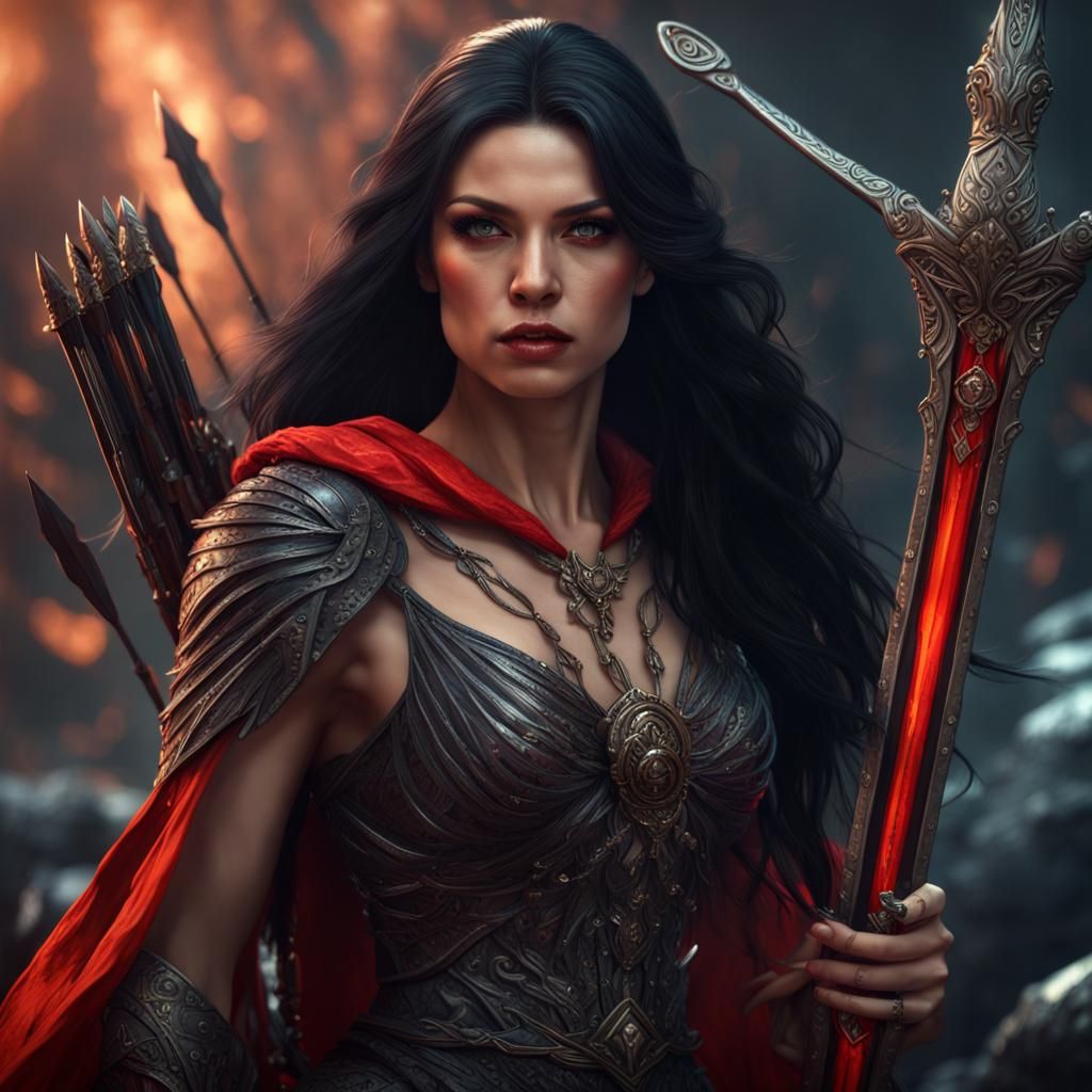 Goddess with Sword and Bow: Fantasy Concept Art
