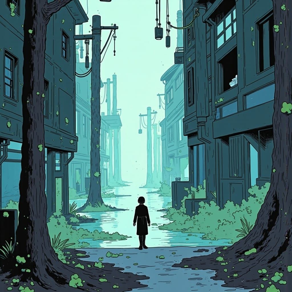 Surreal Sea Meets Shadow City in Digital Art