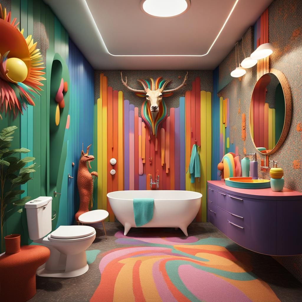 AI Integrates into Mid-Century Modern Bathroom