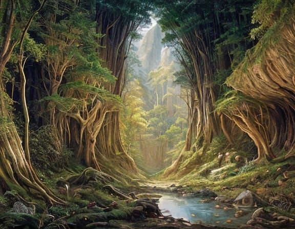 Moonlit Crystal Cave on Forest Moon of Endor in Whimsical Oi...