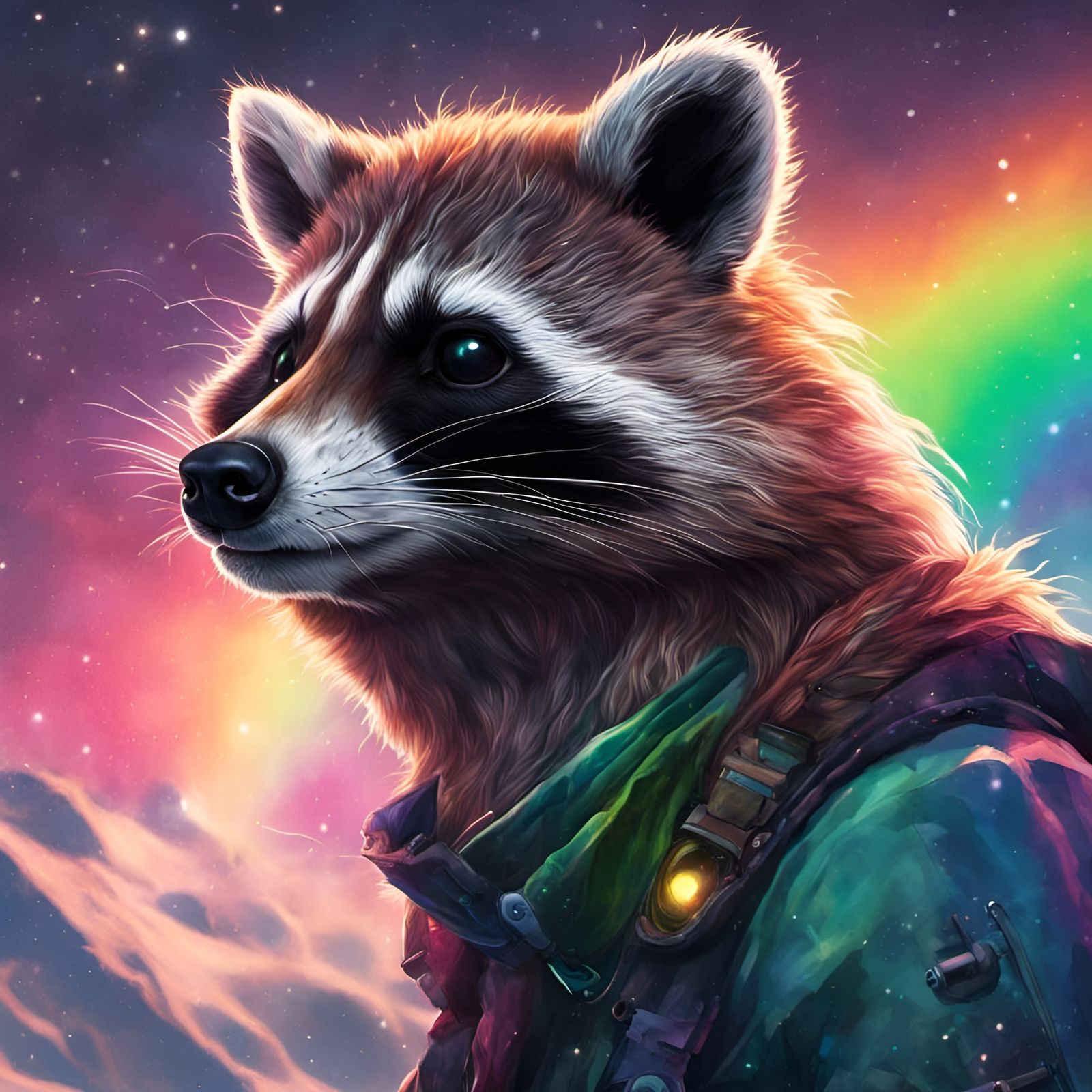 Raccoon Scientist Observes Antarctic Aurora: Hyperrealistic ...