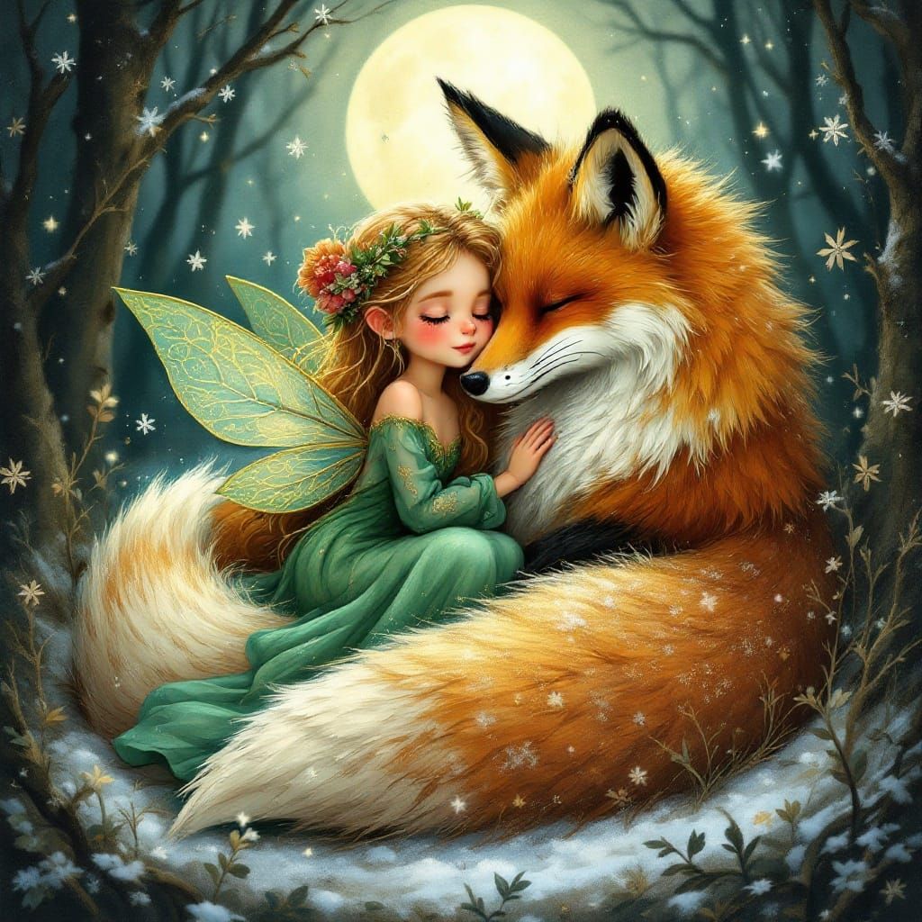 Whimsical Fairy Fox in Iridescent Garb