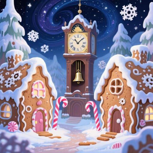 Whimsical Gingerbread Village with Candy Cane Trees