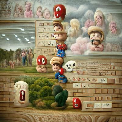 Surreal Super Mario Bros in Pop Surrealist Style