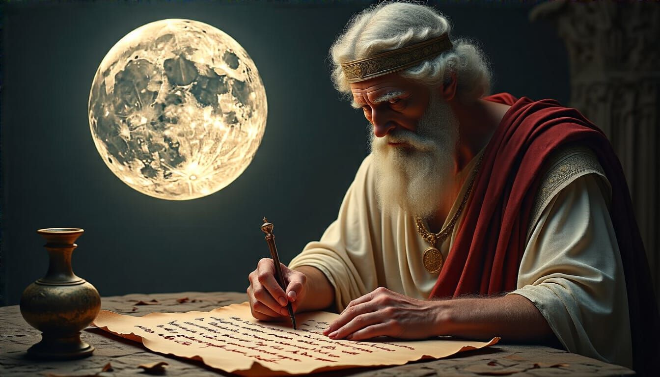 Pythagoras Reflects Moon, Dark Romantic Art