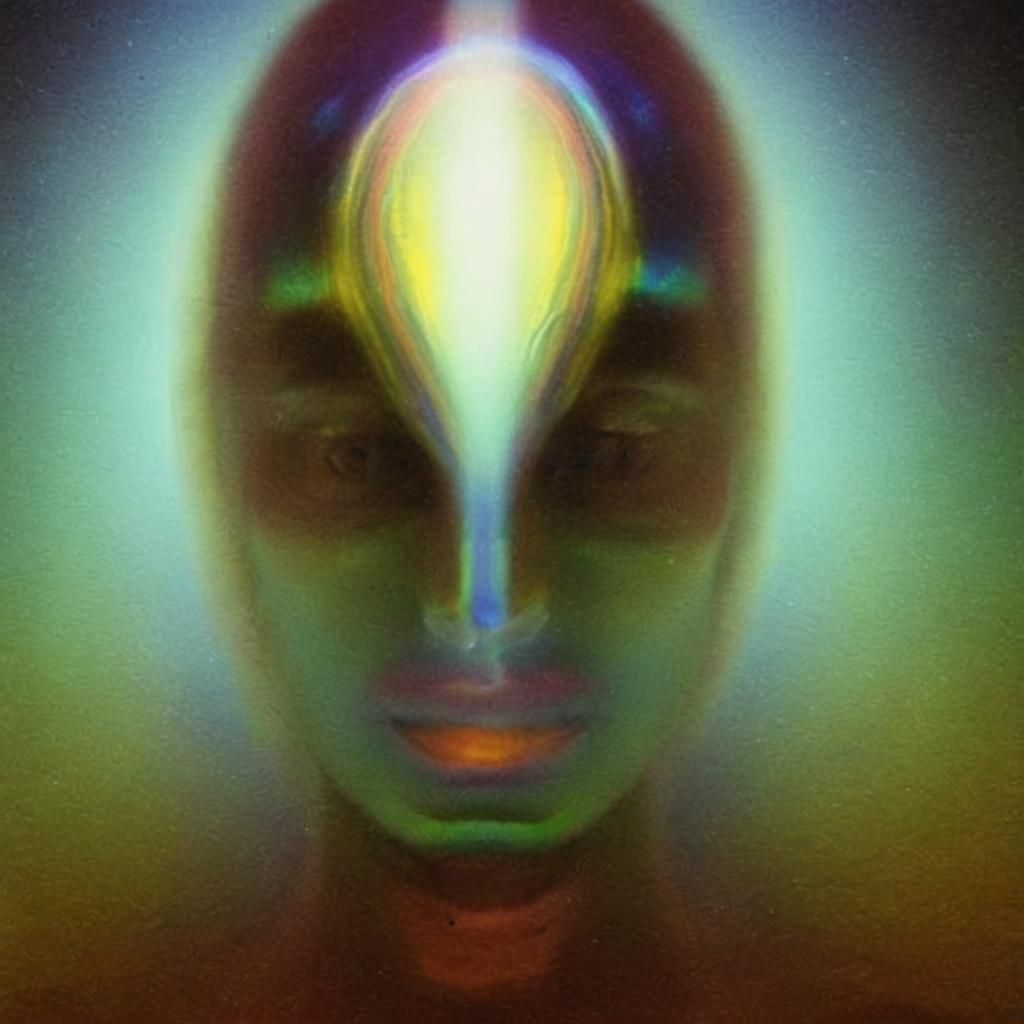 Iridescent Humanoid Face in Brilliant Light