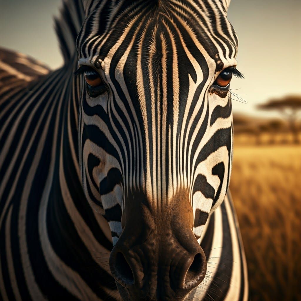 Hyper-Realistic Zebra Portrait in Chiaroscuro Lighting