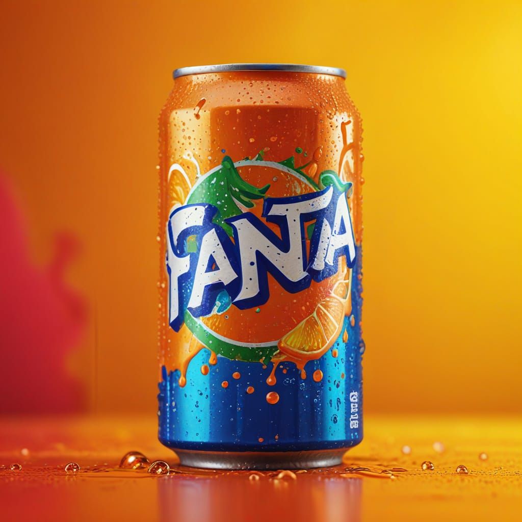Vibrant Pop Art Can of Fanta Zero in Close-Up