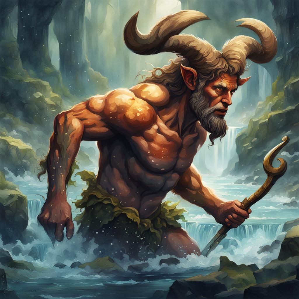 Satyr in Watercolours: A Classical Greek Illustration