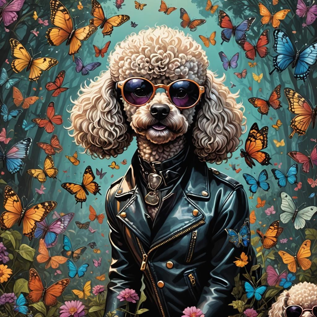 Snobbish Poodle in Leather Jacket: Comic Book Art